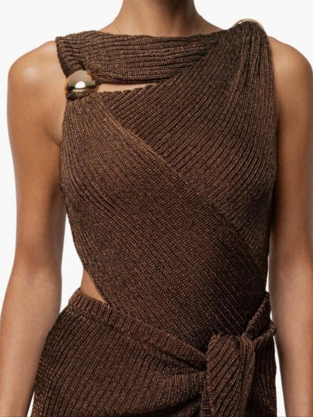 NWT JLUXLABEL Luminous Sleeveless Bronze Sweater Bodysuit W/ Cutout- Retail $105